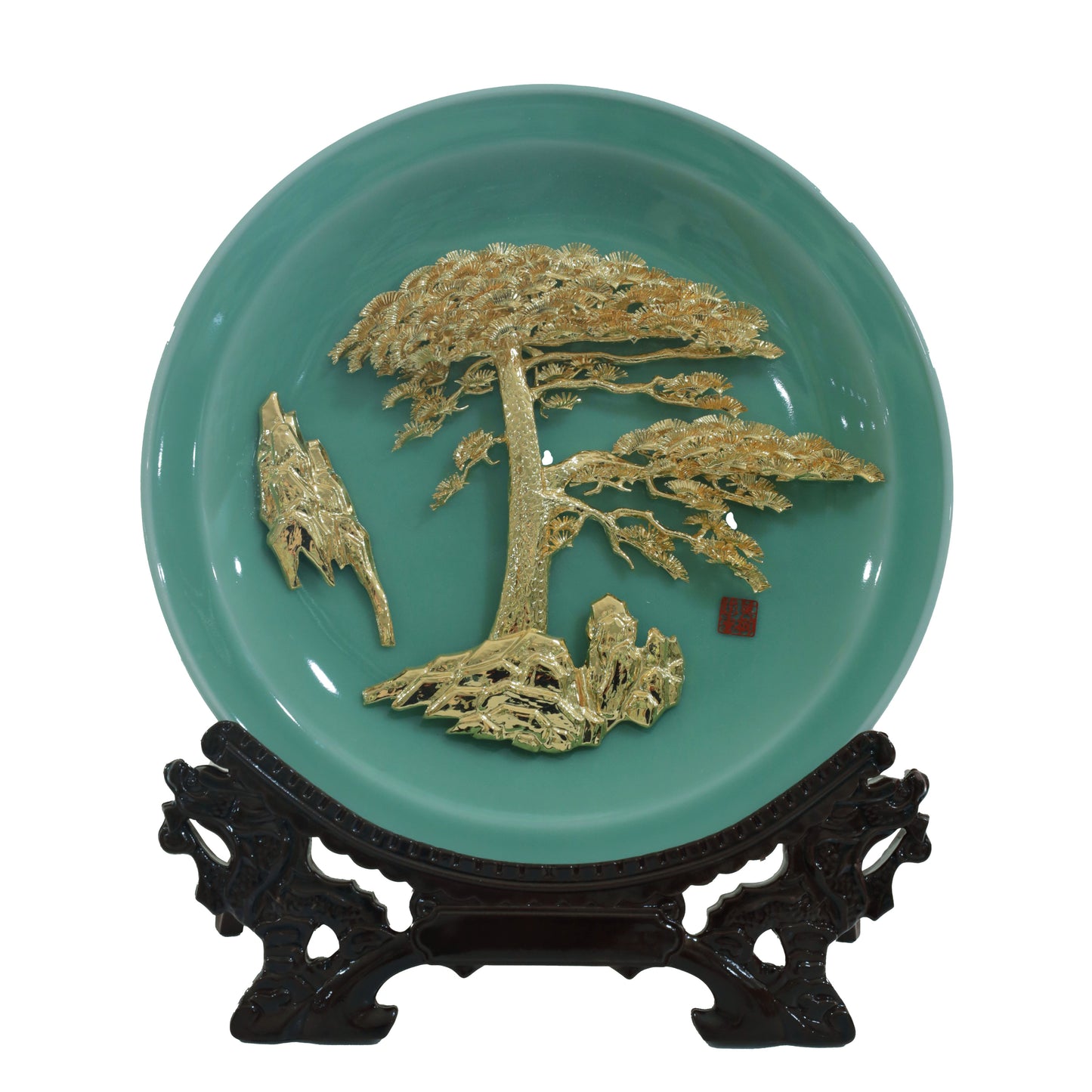The Golden Pine on White Plate