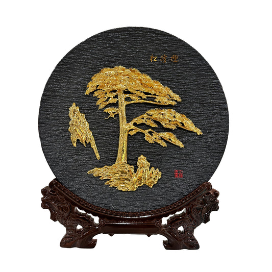 The Golden Pine on White Plate
