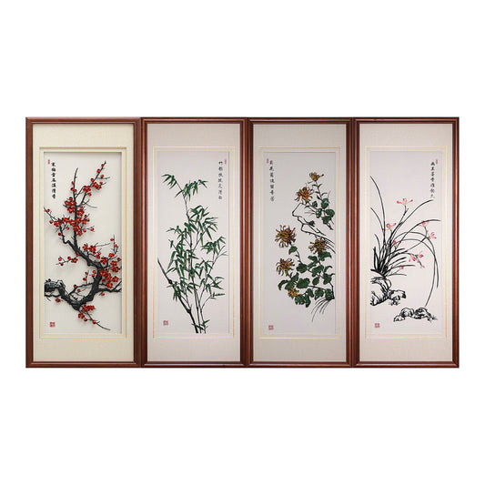 Four Gentlemen of the Seasons Set: Plum, Orchid, Bamboo & Chrysanthemum