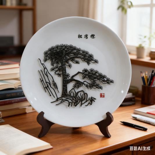 The Porcelain Plate with Guest-Greeting Pine