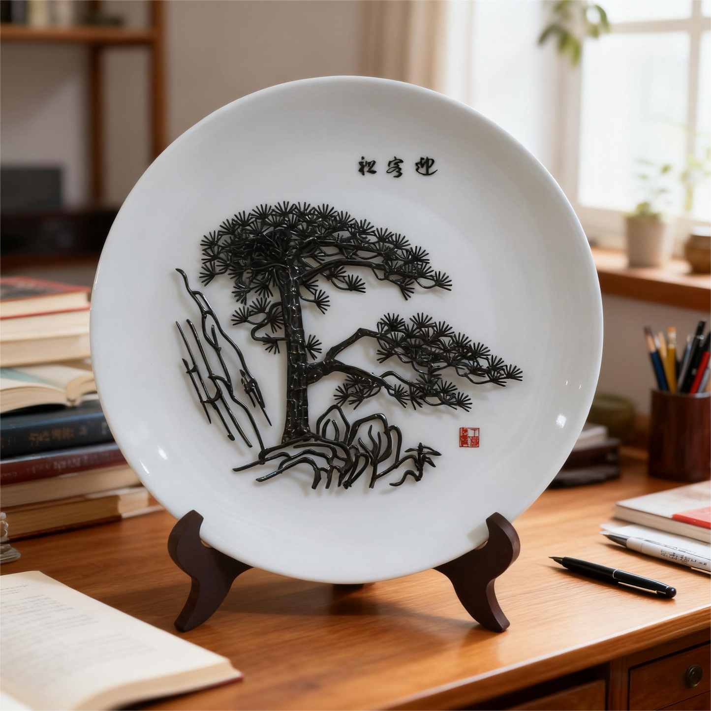 The Porcelain Plate with Guest-Greeting Pine