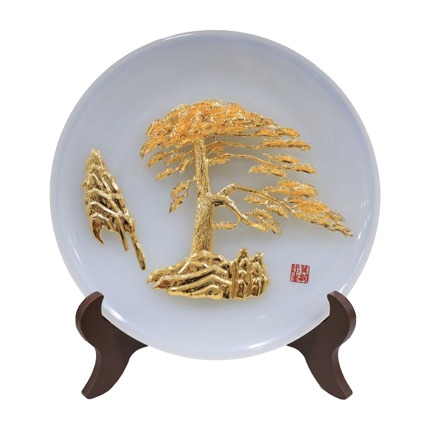 The Golden Pine on White Plate